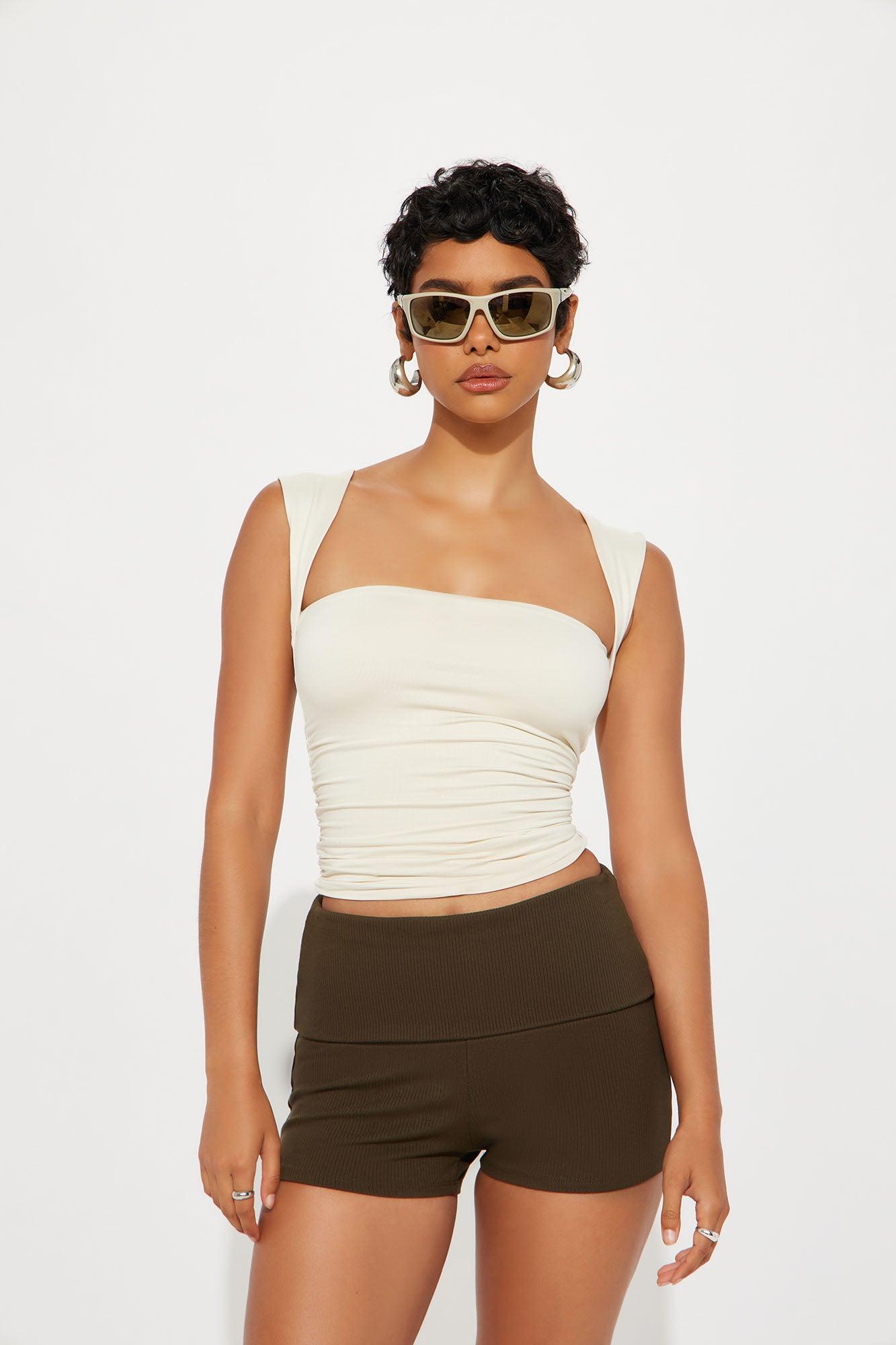 Contour Double Lined Straight Neck Tank Top - Bone Female Product Image