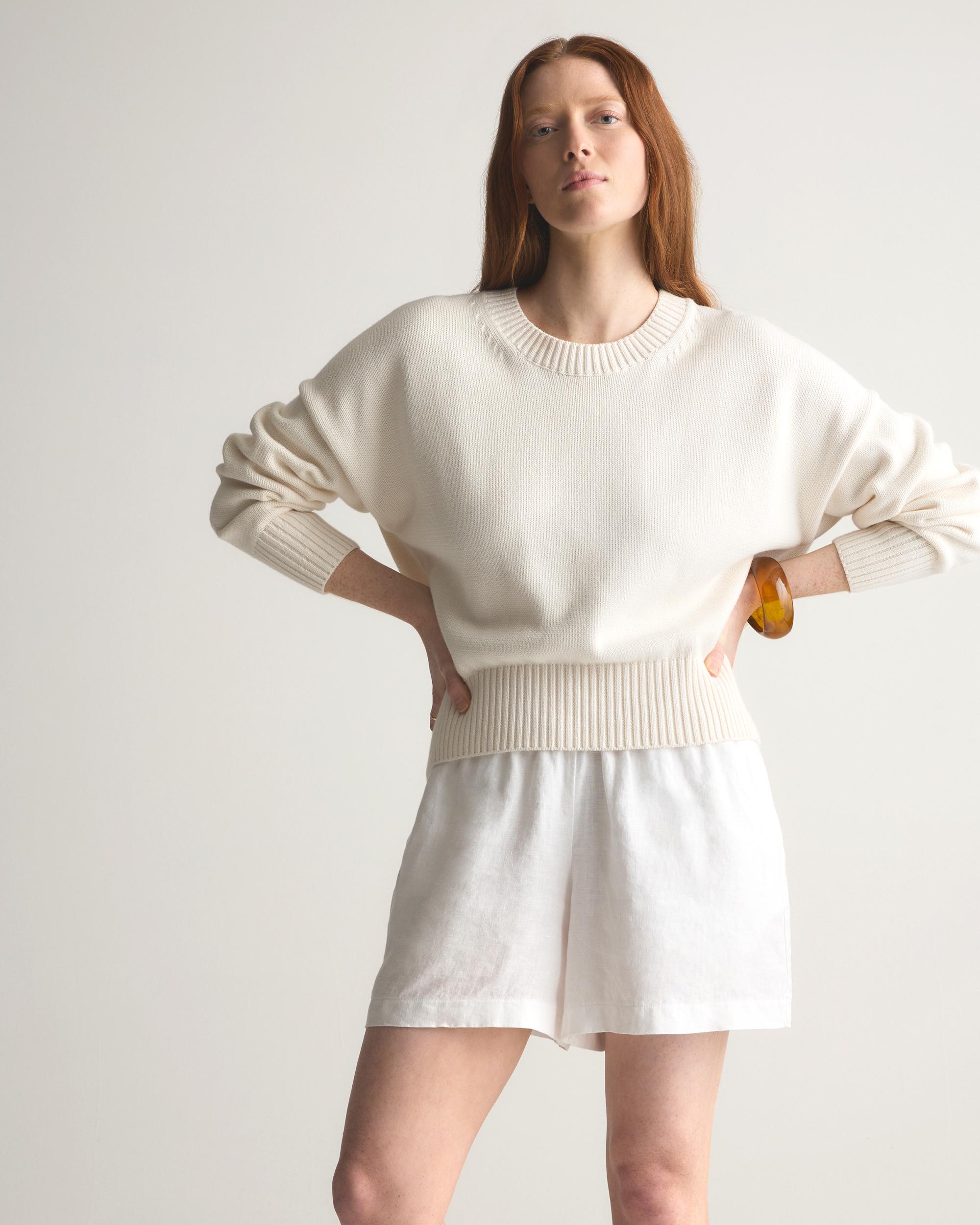 Quince | Women's Boyfriend Crewneck Sweater Size XS, Organic Cotton Product Image
