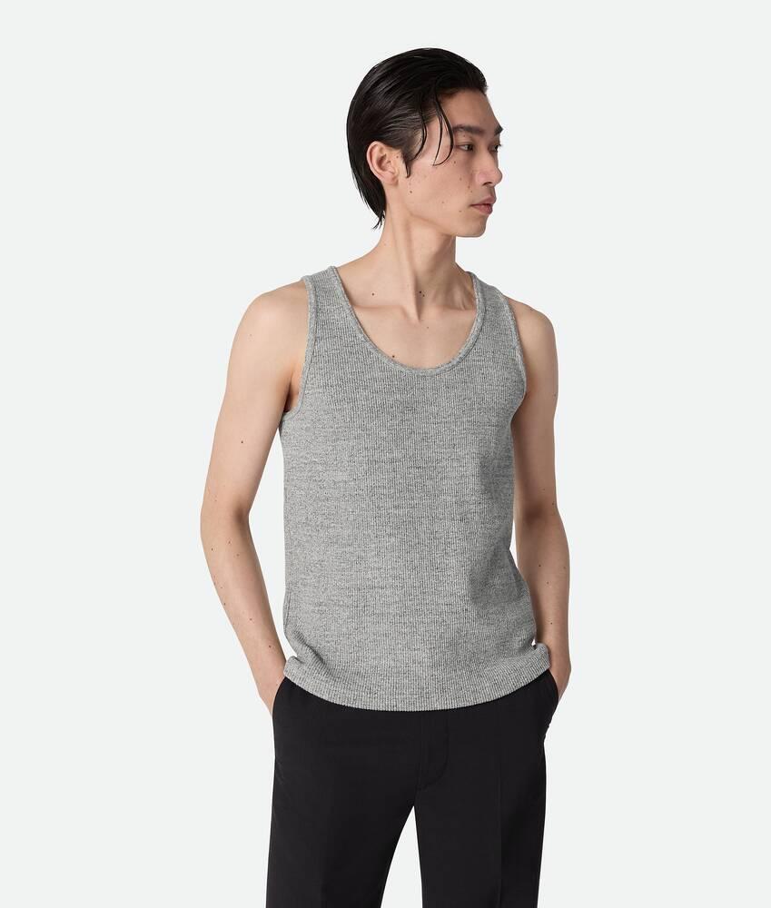 Men's Melange Cotton Rib Tank Top in Light grey melange Product Image