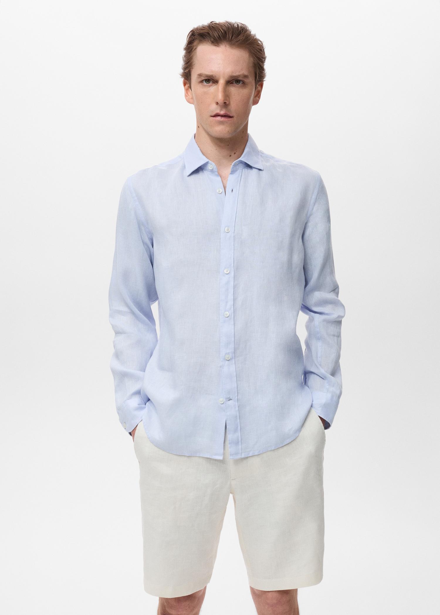 Linen 100% shirt - Men | MANGO USA Product Image