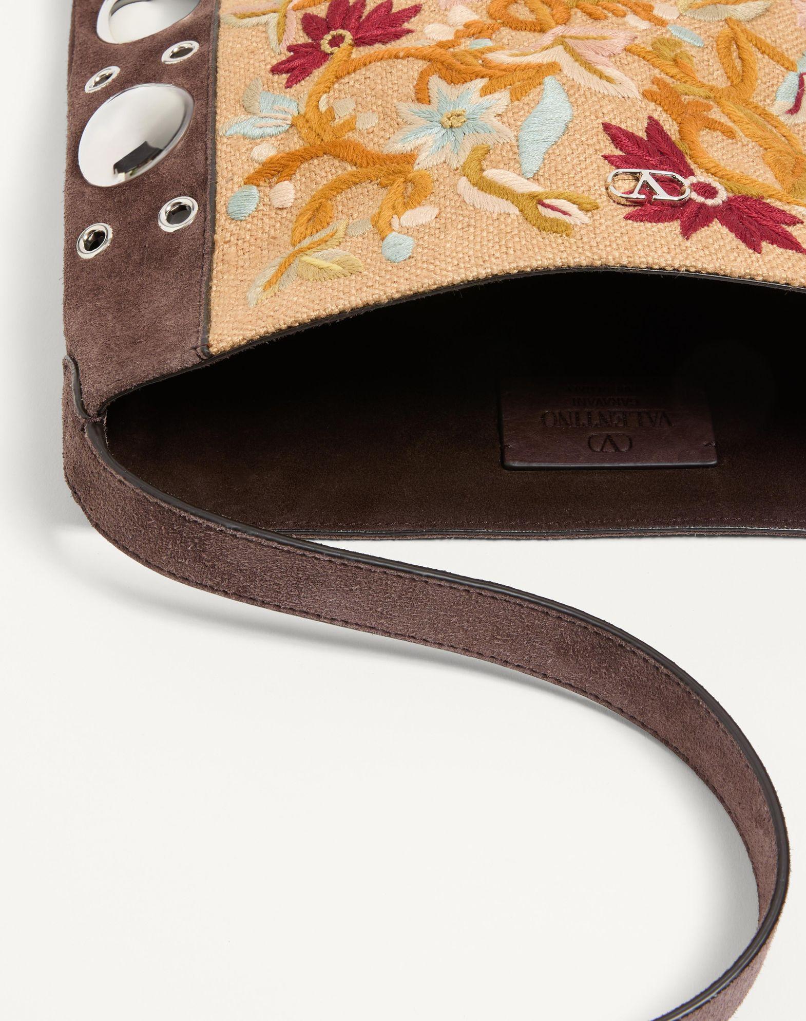 Valentino Garavani Nellcôte Embroidered Shoulder Bag With Fringes Product Image