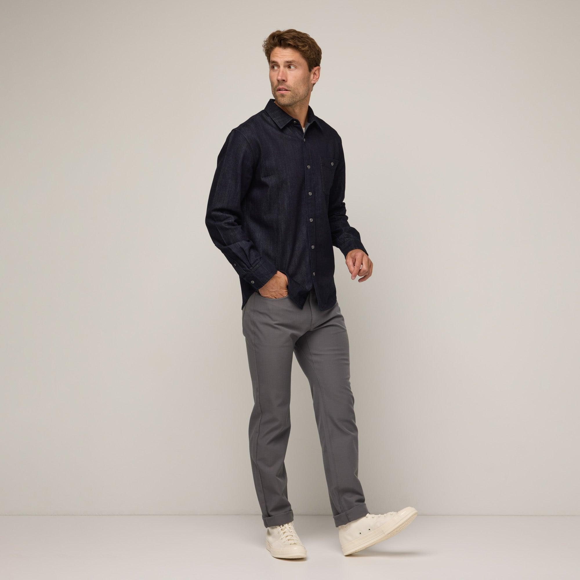 Merino Wool Button-Down Shirt | Dark Indigo Product Image