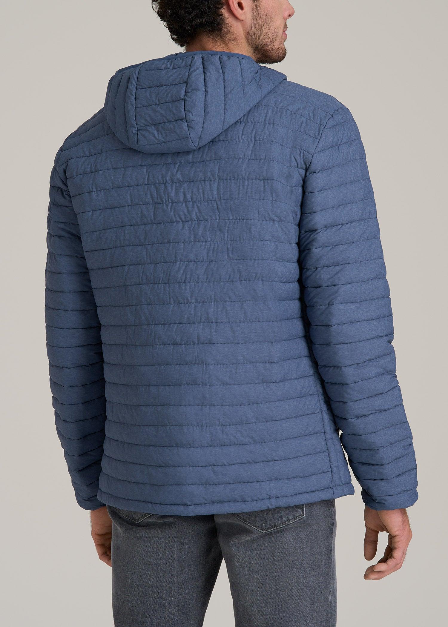 Packable Puffer Jacket for Tall Men in Steel Blue Male Product Image
