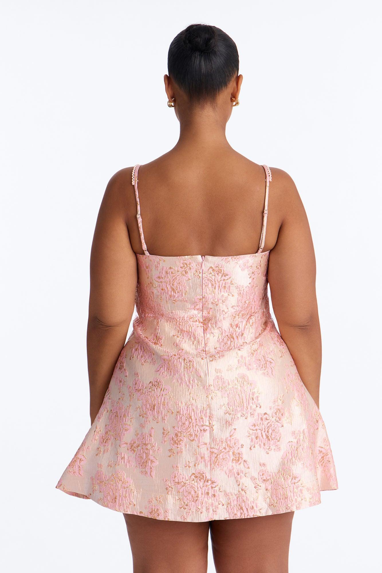 Sugar And Spice Jacquard Mini Dress - Pink Female Product Image