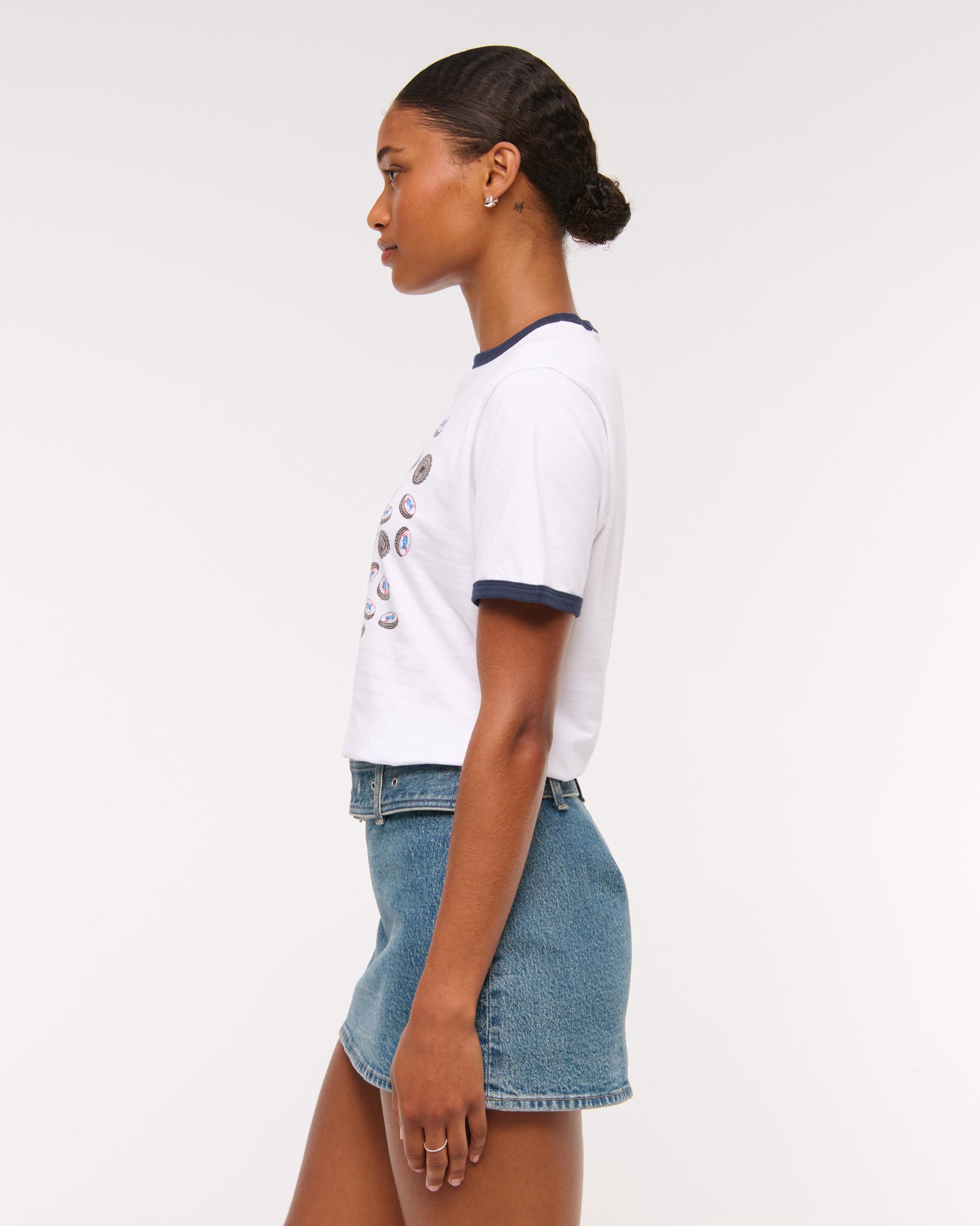 Curve Love Mid Rise Belted Denim Mini Skort Product Image