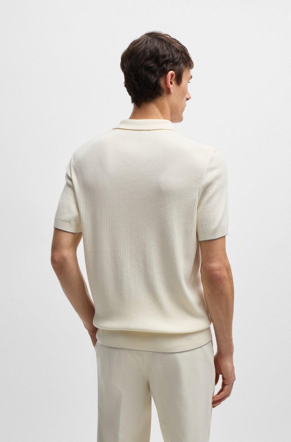 Regular-fit polo sweater in silk and cotton Product Image