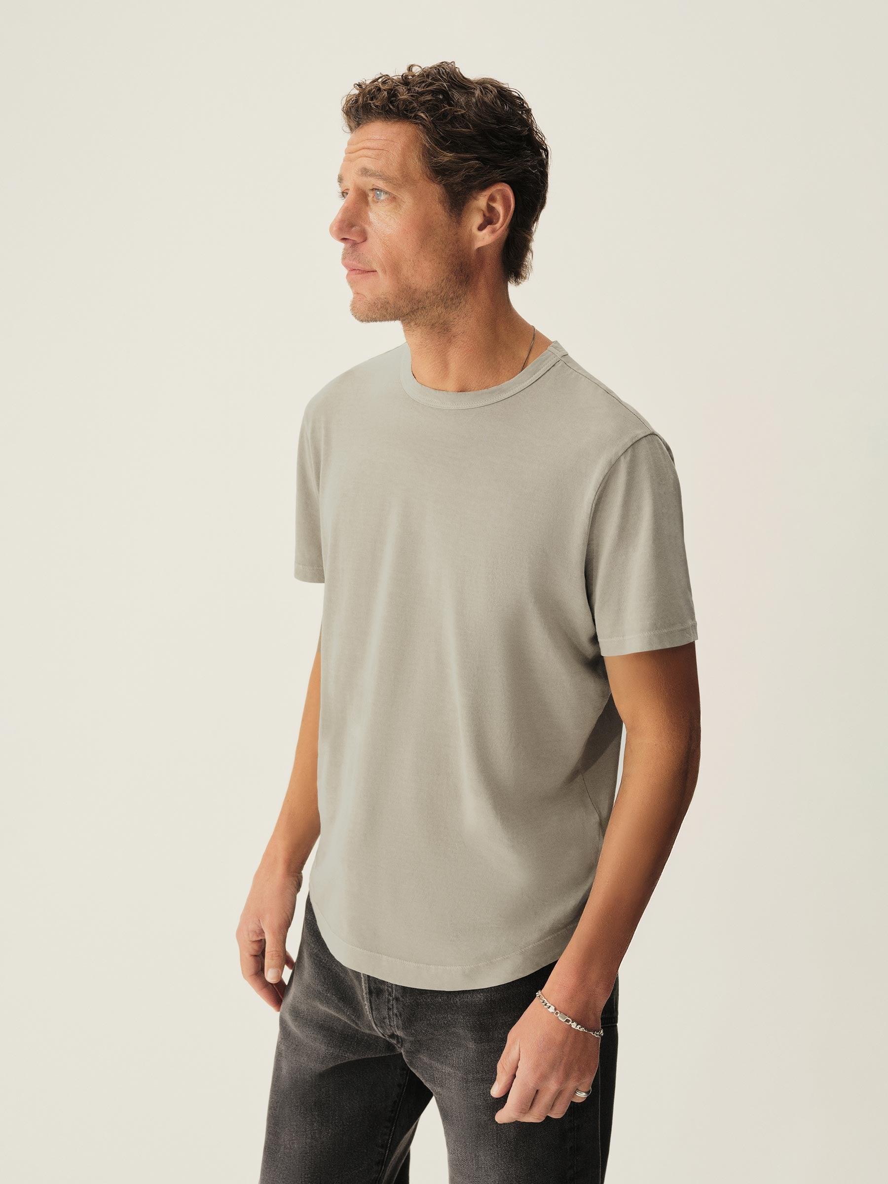 Concrete Grey Venice Wash Pima Curved Hem Tee Product Image