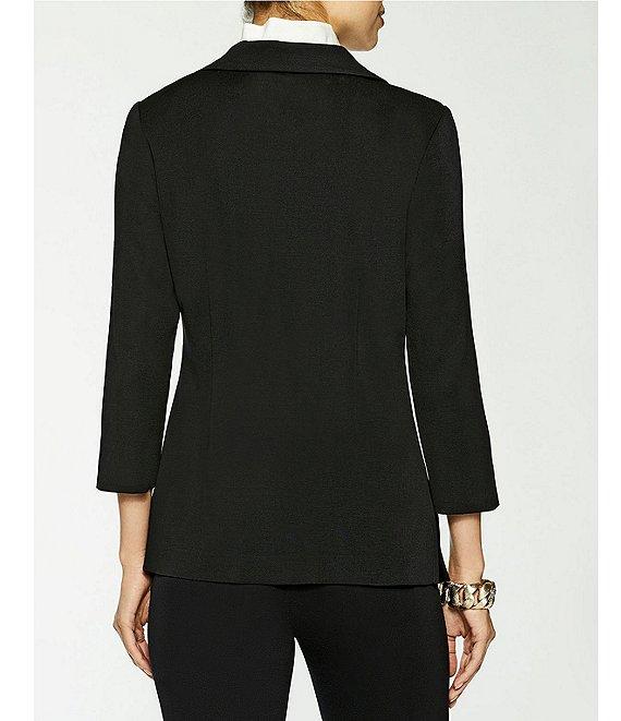 Ming Wang Notch Lapel 3/4 Sleeve One Button Knit Jacket Product Image