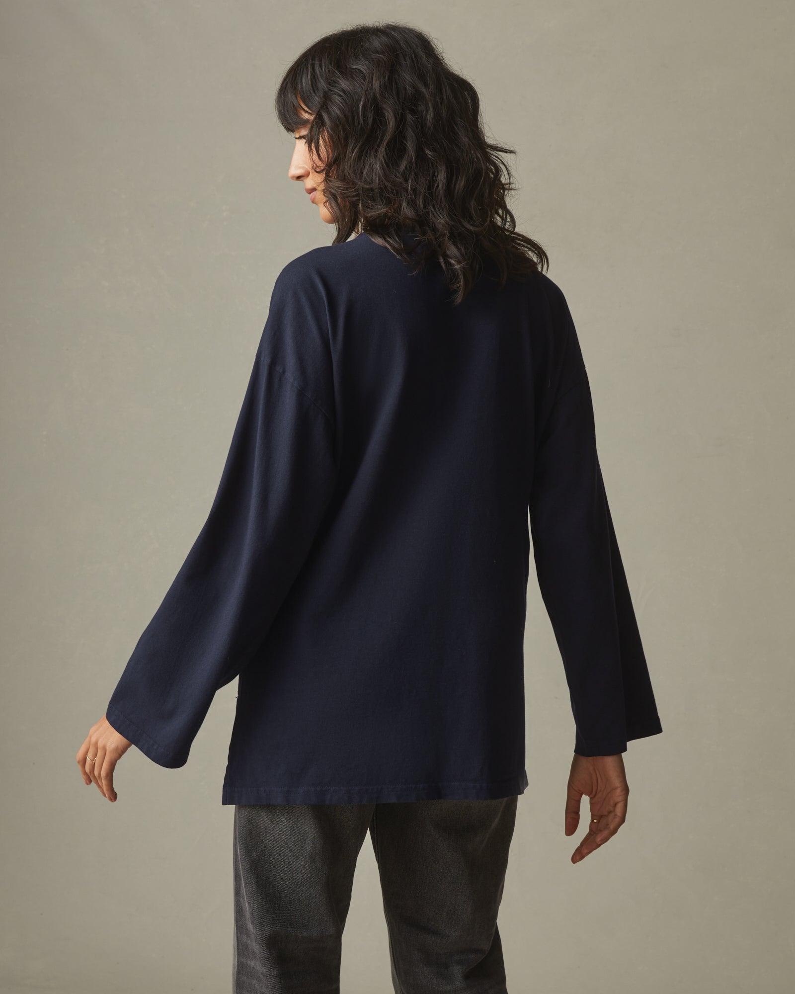 Women's Relaxed Cotton Long Sleeve Tee - Dress Navy Female Product Image