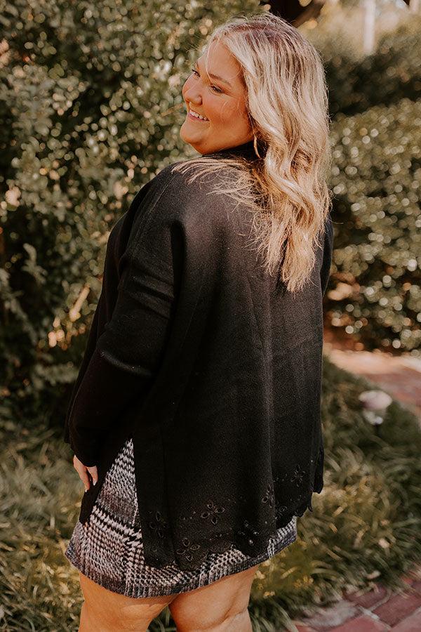 Kind Glance Eyelet Sweater in Black Curves Product Image