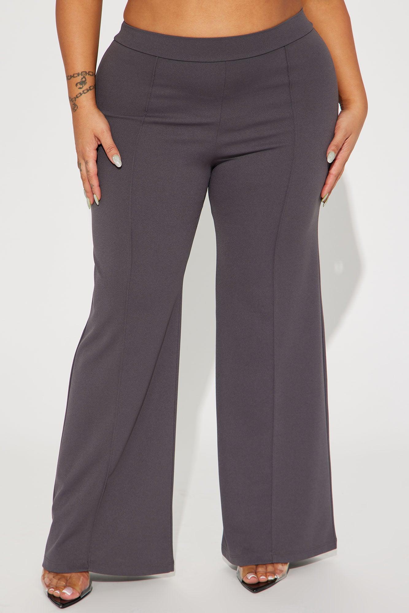 Petite Victoria High Waisted Dress Pants - Charcoal Product Image