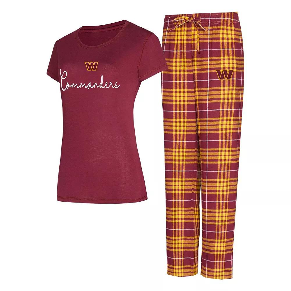 Women's Concepts Sport Washington Commanders Vector T-Shirt & Flannel Pants Sleep Set, Size: 2XL, Wft Med Re Product Image