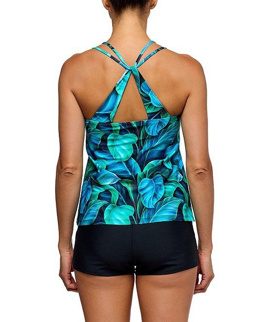 Athena Next by Athena Curacao Palm Leaf V-Neck Double Strap Cut-Out Tankini Swim Top Product Image