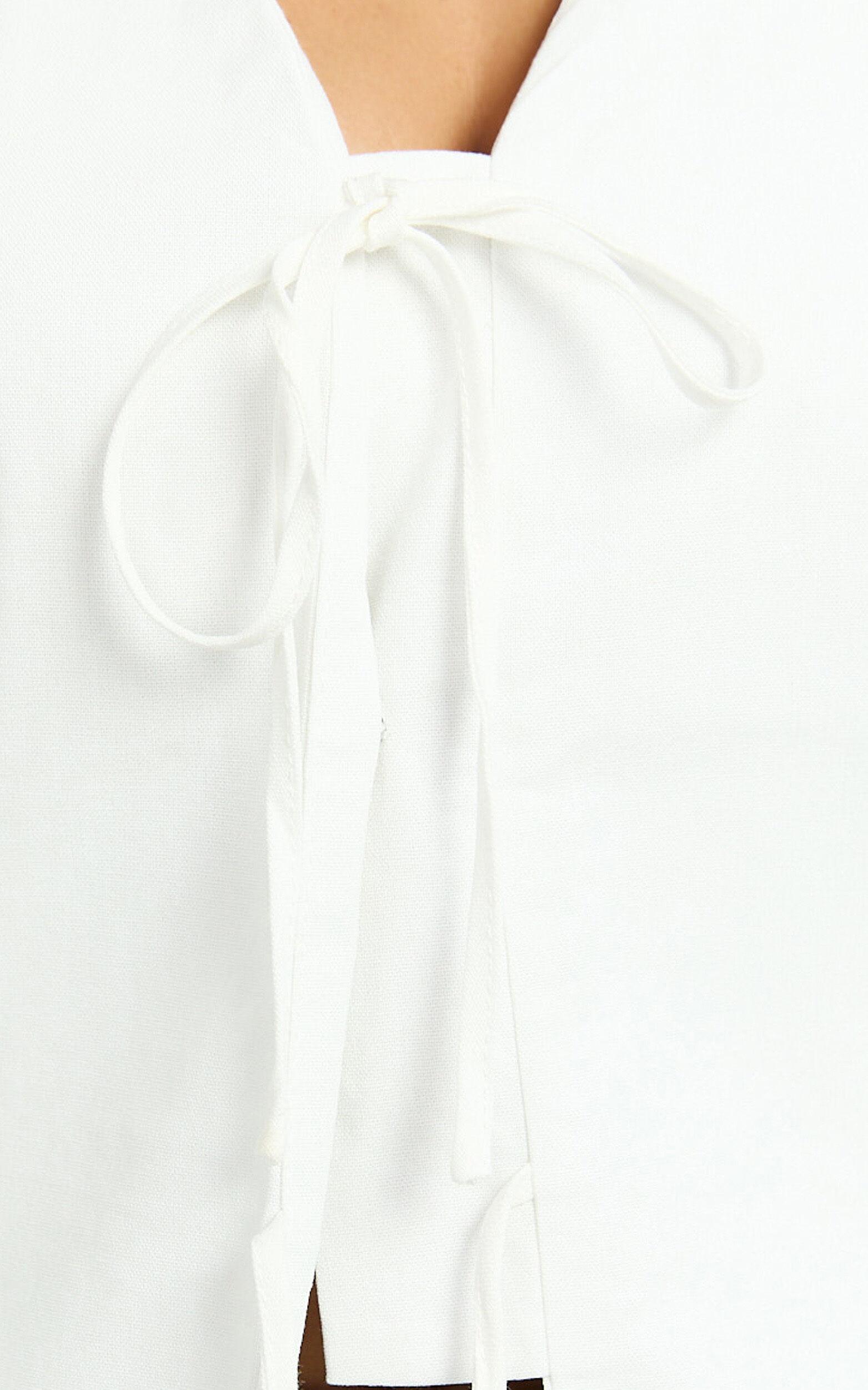 Katia Top - Tie Front V Neck Top in White Product Image