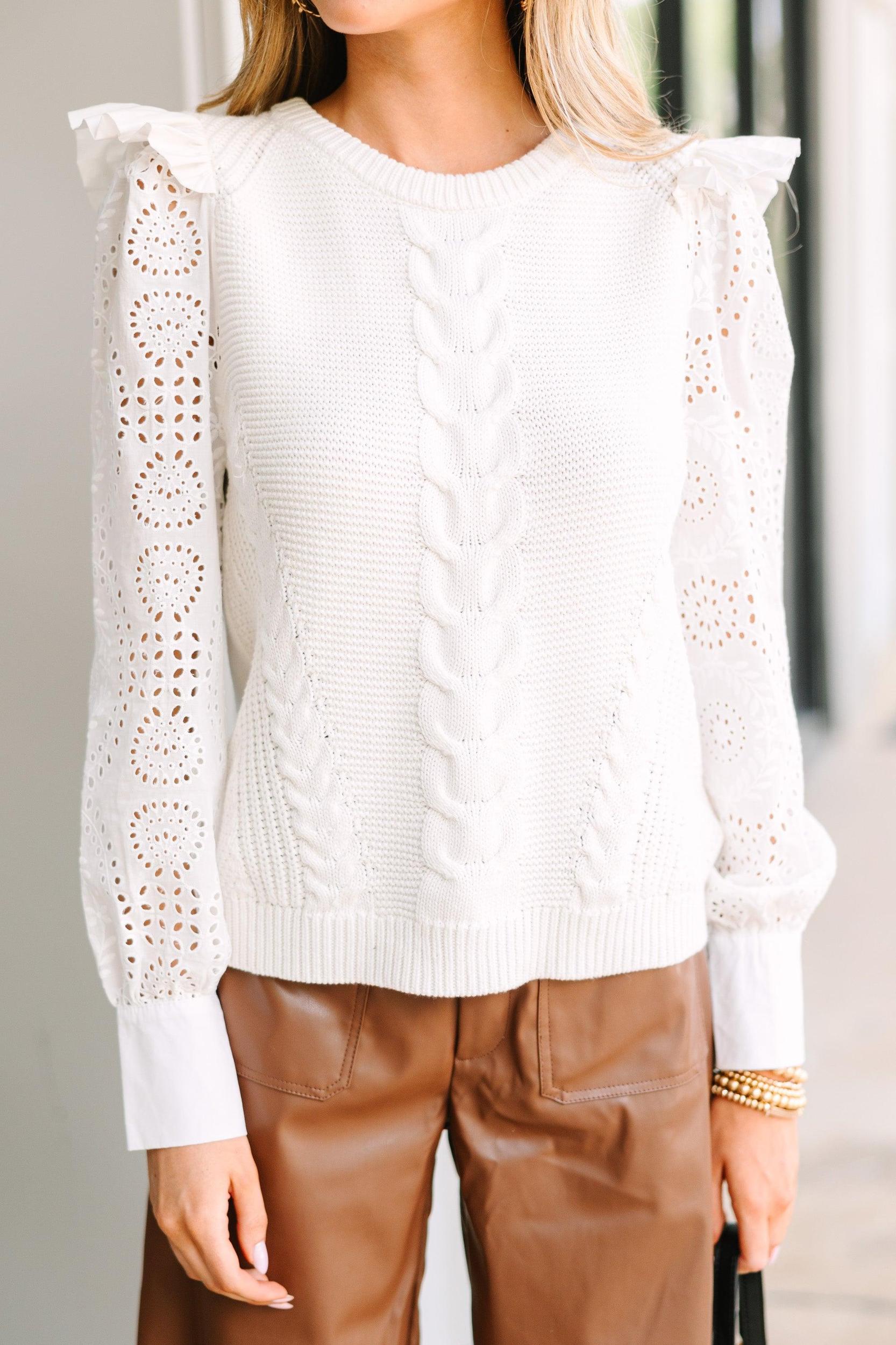 Fate: Heard About You WHite Eyelet Sweater Female Product Image
