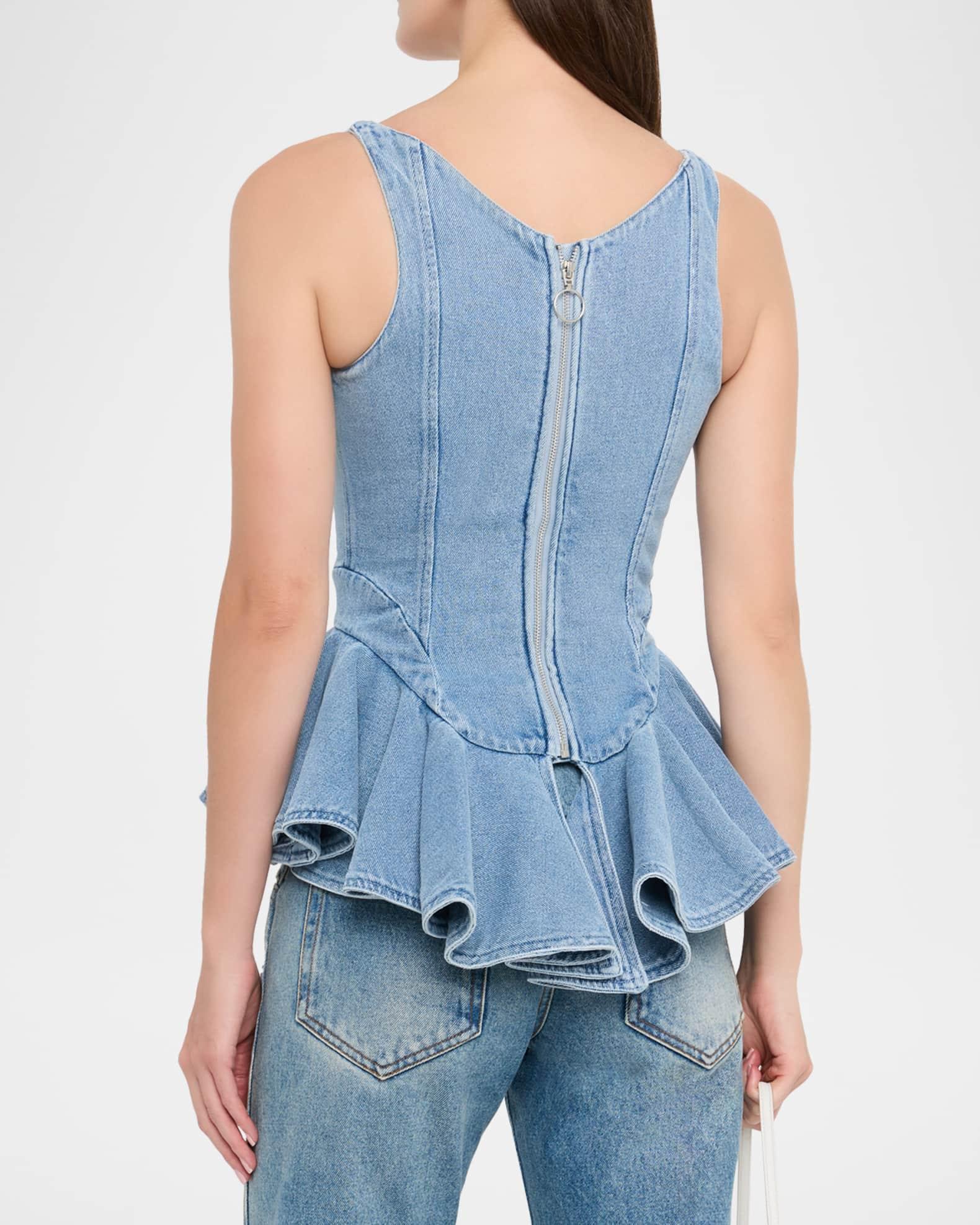 Denim Corset Top with Peplum  Product Image