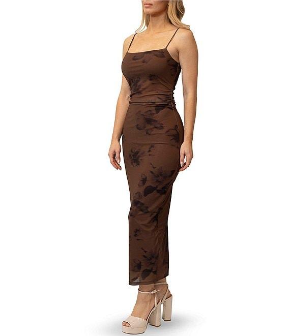 Stevie By Steve Madden Printed Mesh Ruched Maxi Dress Product Image
