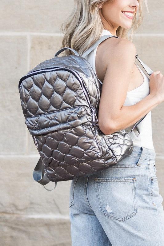 Jade Metallic Puffer Backpack Product Image