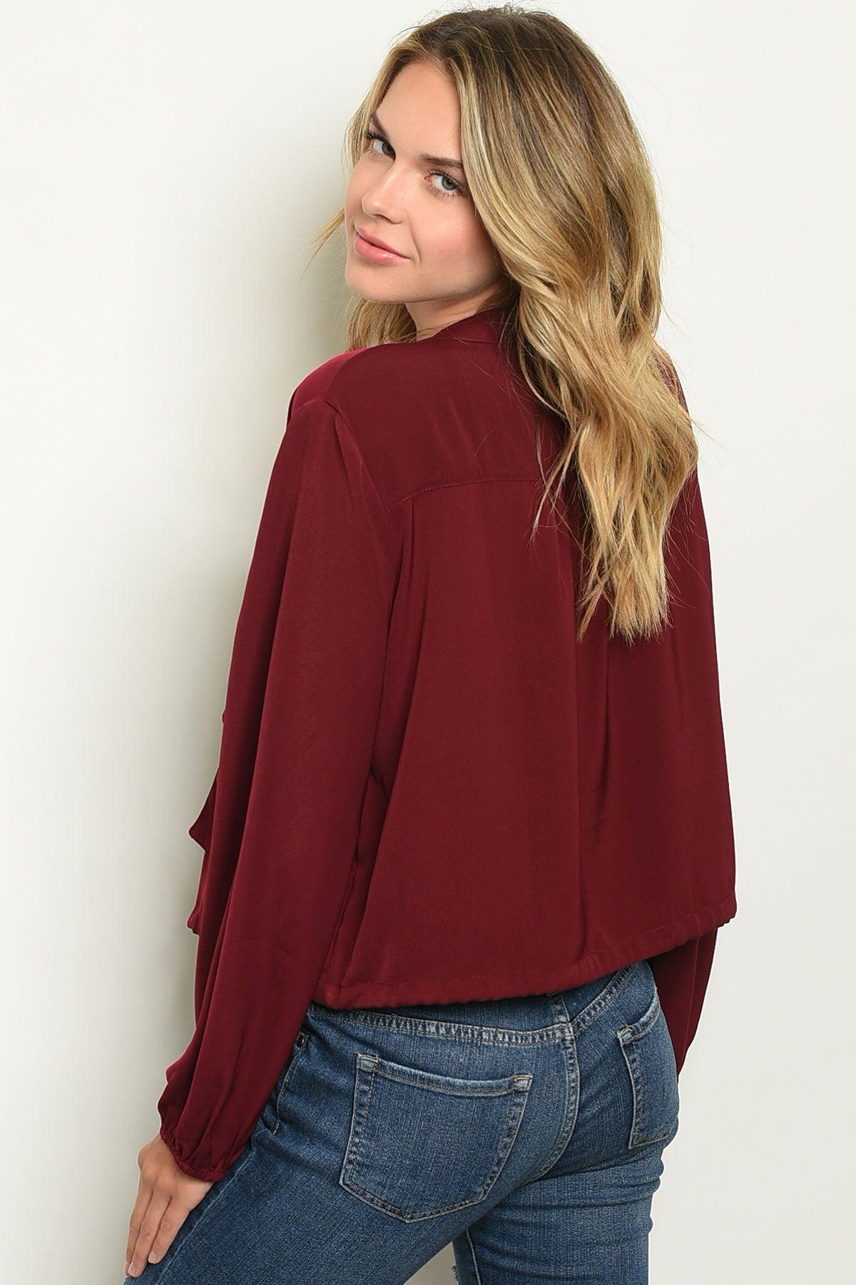 Burgundy Cargo Zip Jacket Product Image