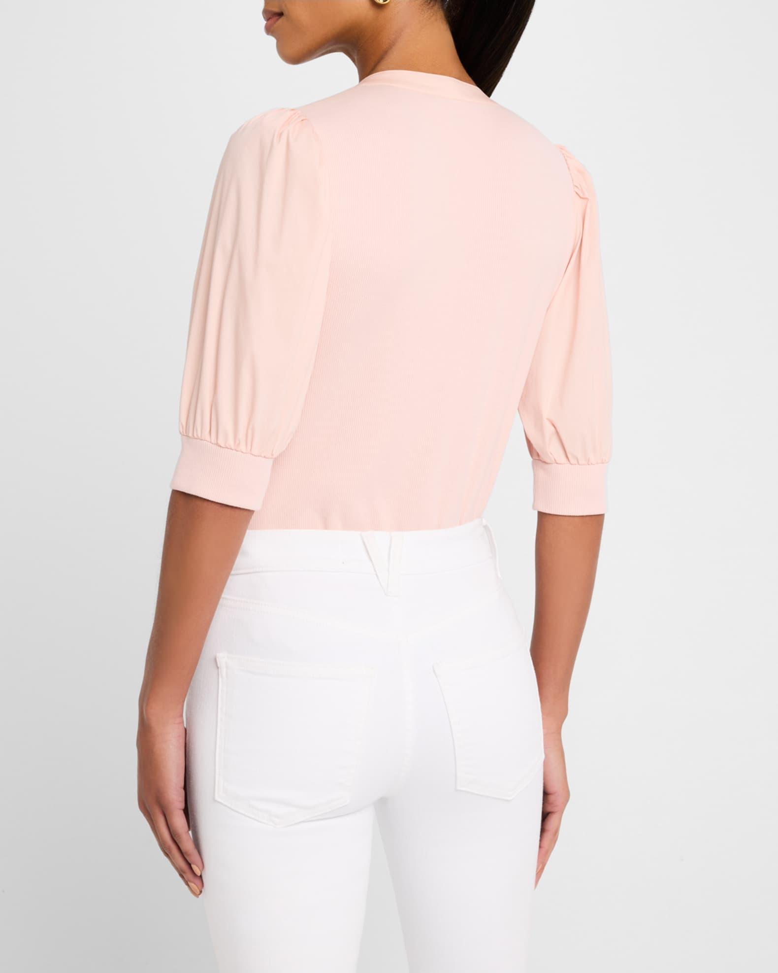 Coralee Puff Sleeve Button-Front Top Product Image