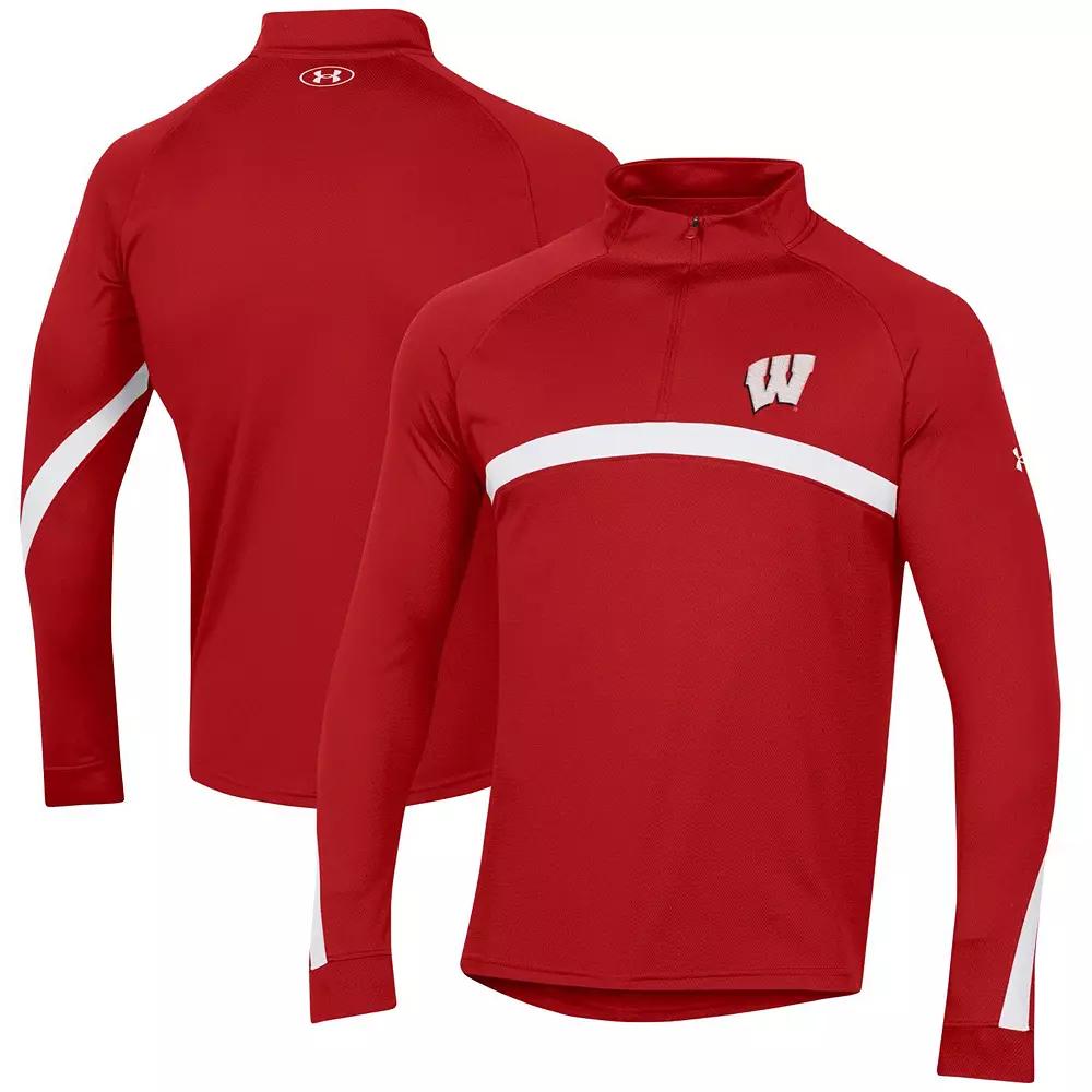 Men's Under Armour Red Wisconsin Badgers Game Day Camo Raglan Quarter-Zip Top,  Product Image