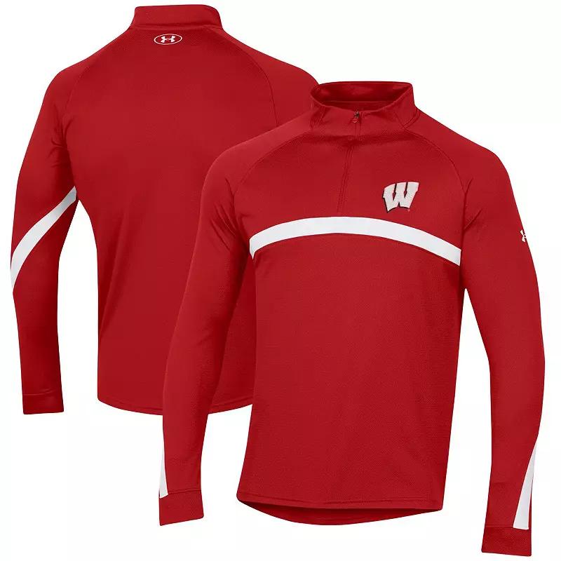 Men's Under Armour Red Wisconsin Badgers Game Day Camo Raglan Quarter-Zip Top,  Product Image