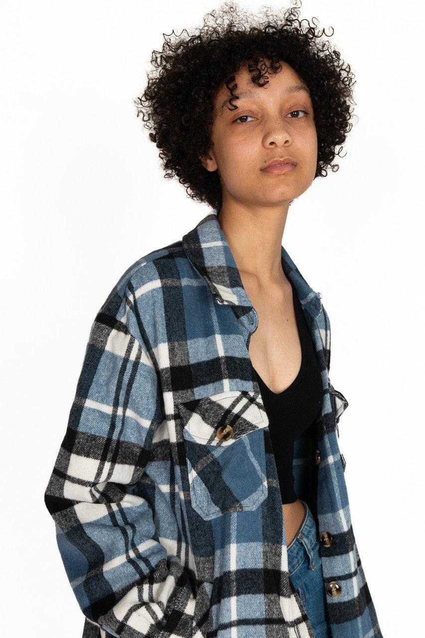 Black & Blue Plaid Oversized Shacket Product Image