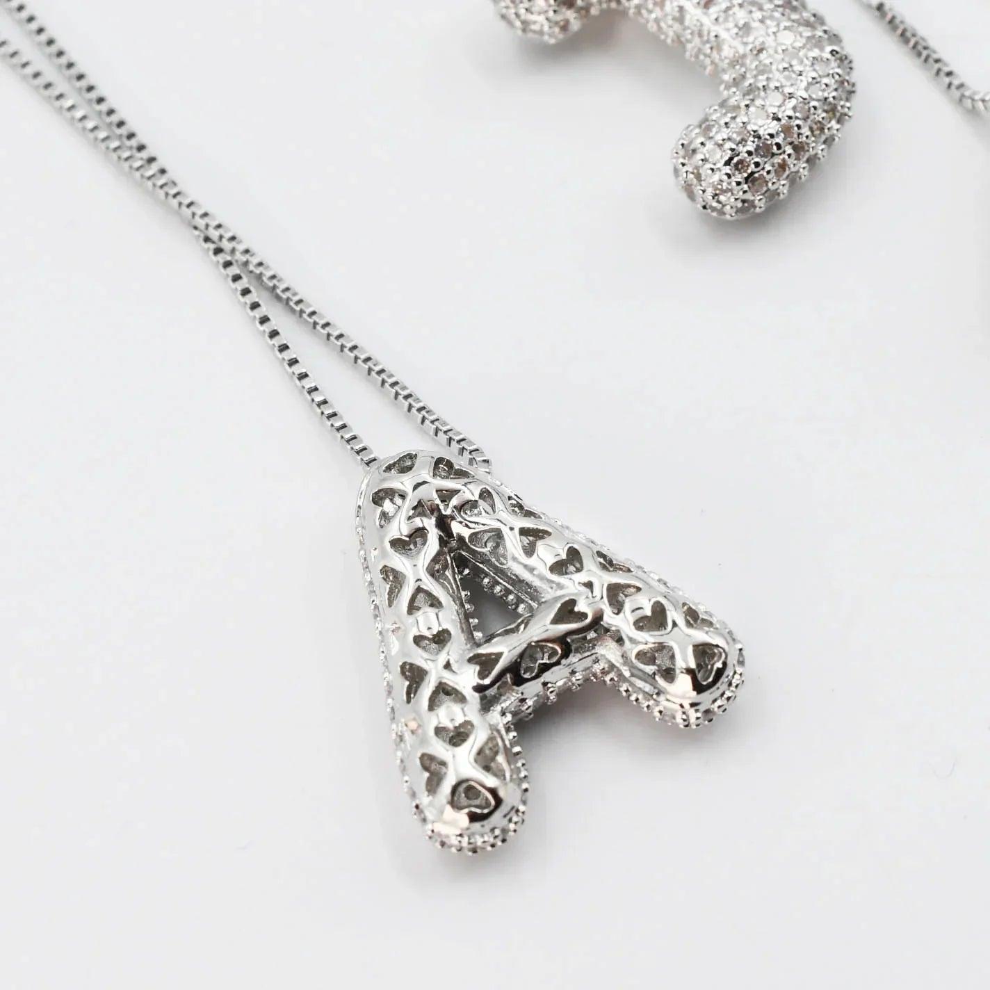 Rhinestone Bubble Initial Necklace Product Image