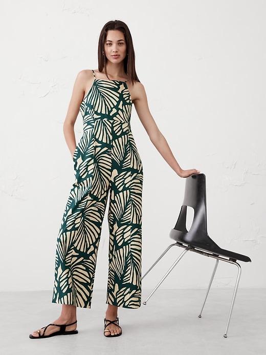 Linen-Blend Strappy Tailored Jumpsuit Product Image