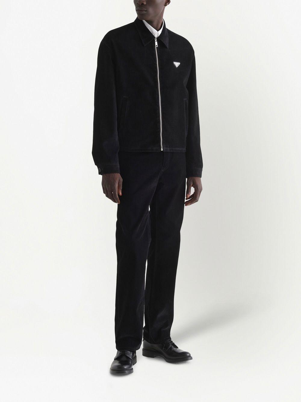 triangle-logo velvet blouson jacket Product Image