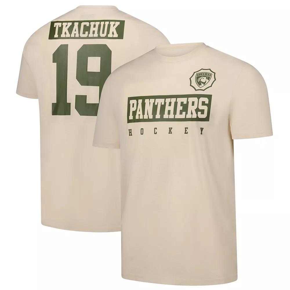 Men's Levelwear Matthew Tkachuk Khaki Florida Panthers 2024 NHL Military Appreciation Richmond Delta Player Name & Number T-Shirt,  Product Image