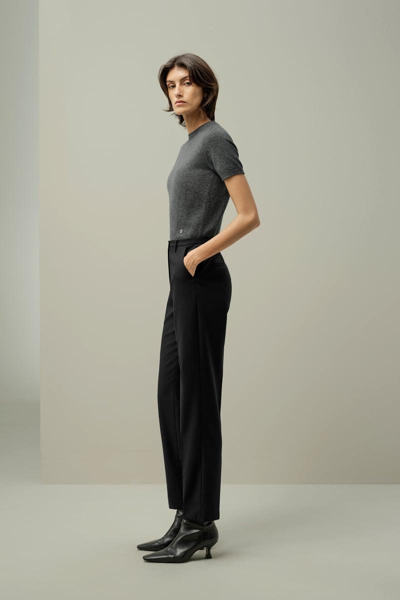 LILYSILK Women's Cashmere Fitted Short Sleeve Top, 100% Pure Cashmere, Soft & Breathable, Medium Gray, XL Product Image