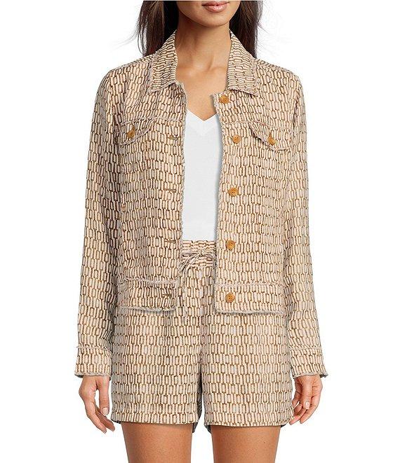 Tommy Bahama Island Key Linen Plain Weave Point Collar Button Front Jacket Product Image