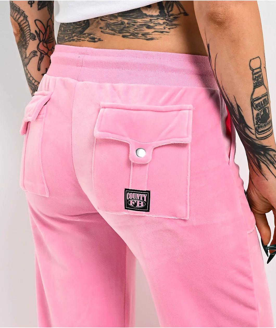 FB County Pink Velour Track Pants Product Image