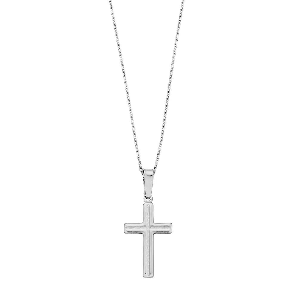 Sterling Silver Textured Cross Pendant Necklace, Women's, Size: 18" Product Image