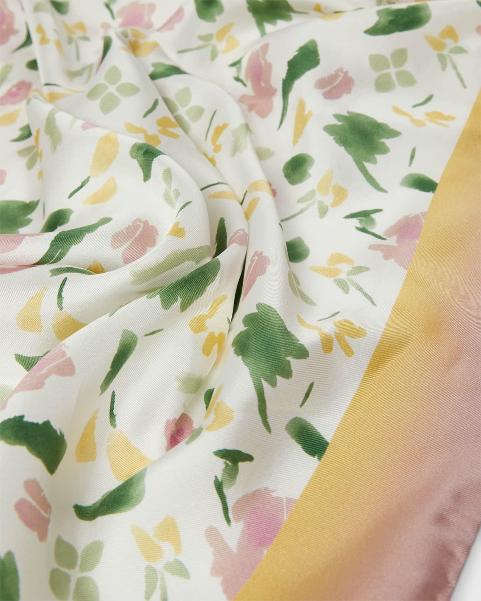 Floral-Print Square Silk Scarf  Product Image