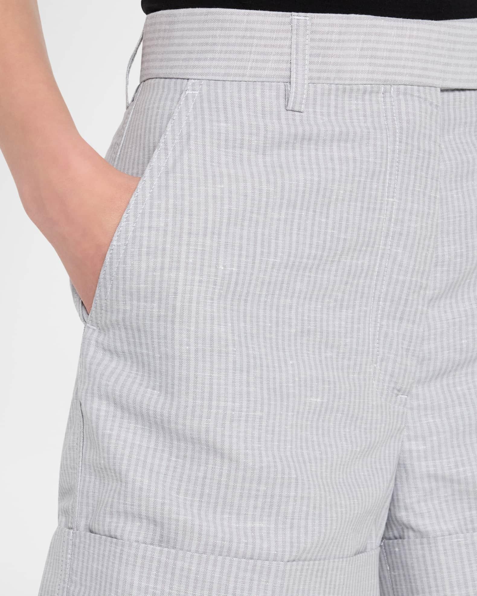 Striped Linen-Cotton Suiting Shorts Product Image