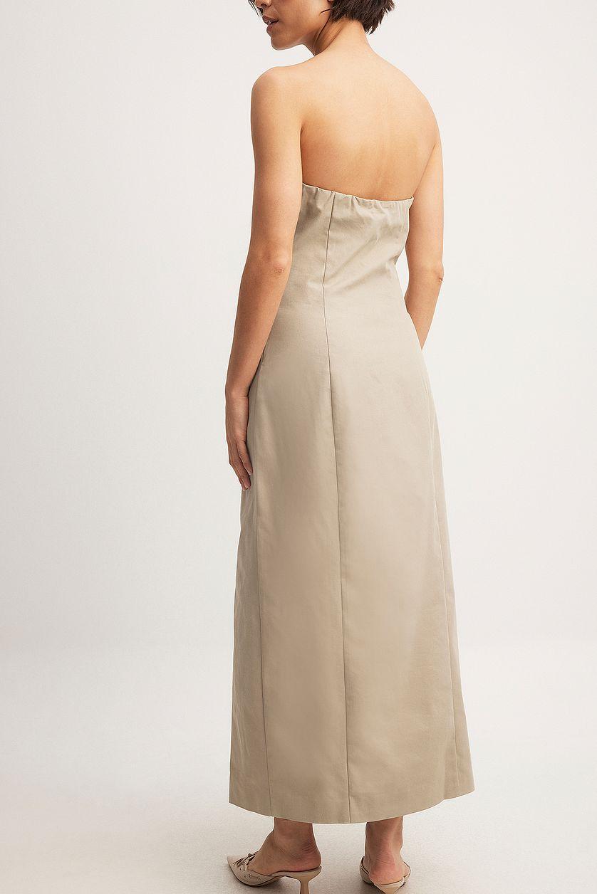 Gabardine Strapless Buttoned Maxi Dress Product Image