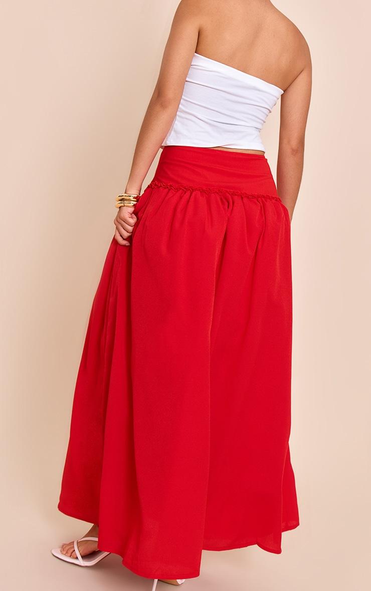 Red Volume Maxi Skirt Product Image