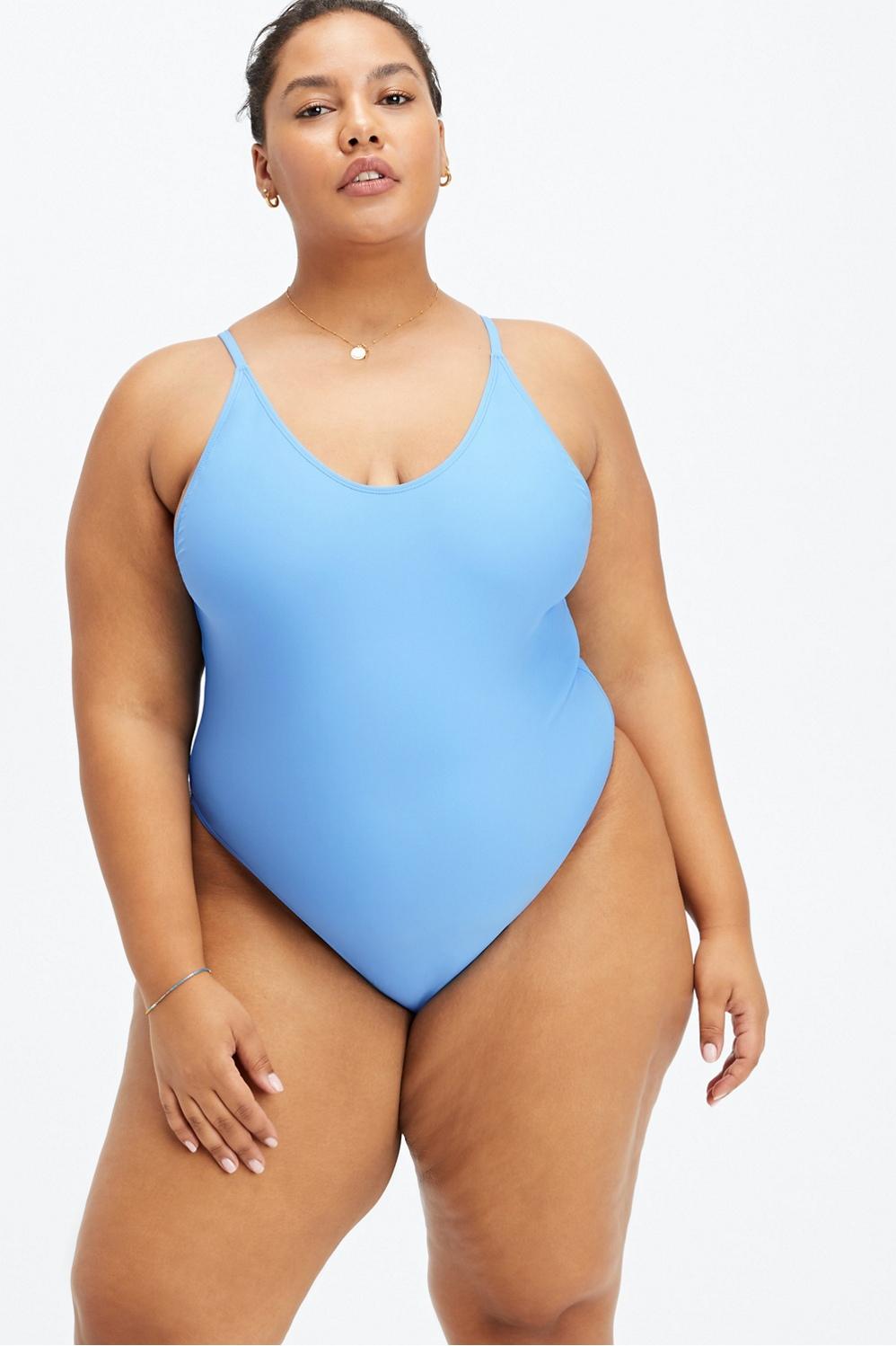Fabletics Low Back One-Piece Swimsuit Womens blue Size M Product Image