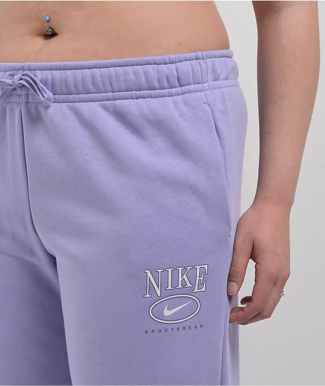 Nike Sportswear Club Purple Wide Leg Fleece Sweatpants Product Image