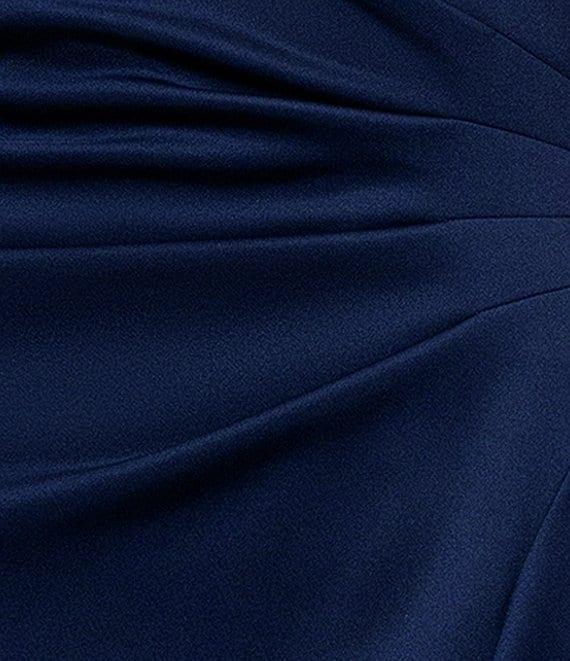 Xscape One Shoulder Side Ruffle Scuba Crepe Gown Product Image