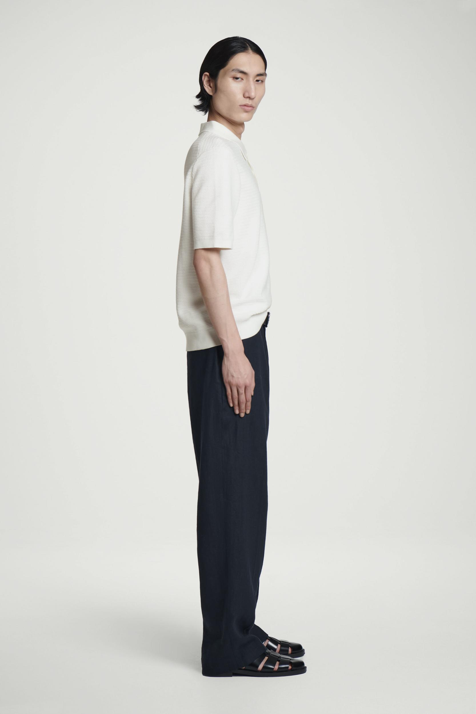 TEXTURED KNITTED COTTON POLO SHIRT Product Image