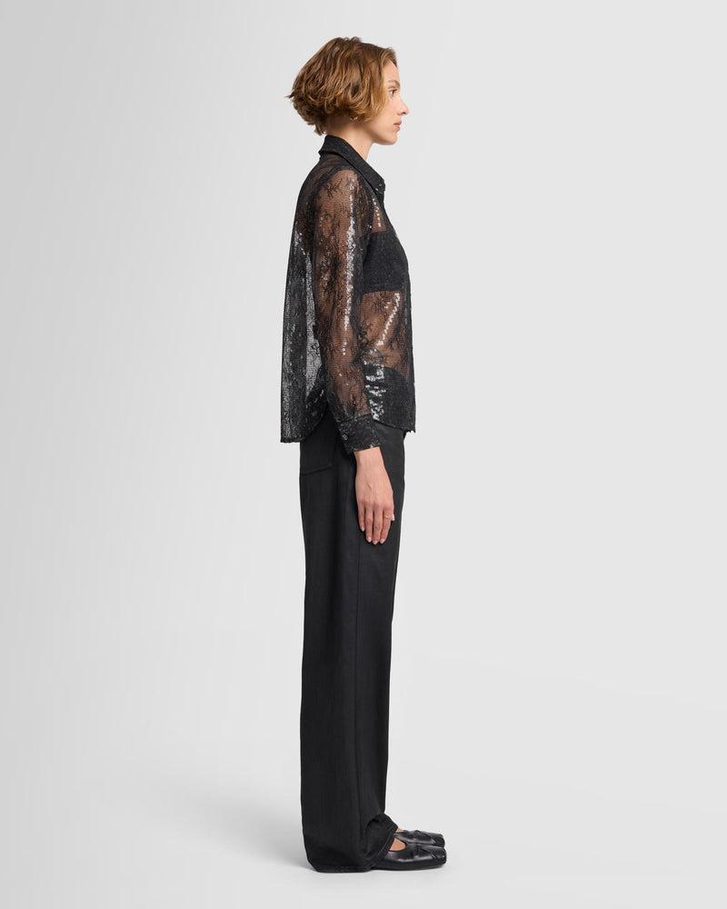 Sheer Sequinned Lace Shirt Product Image