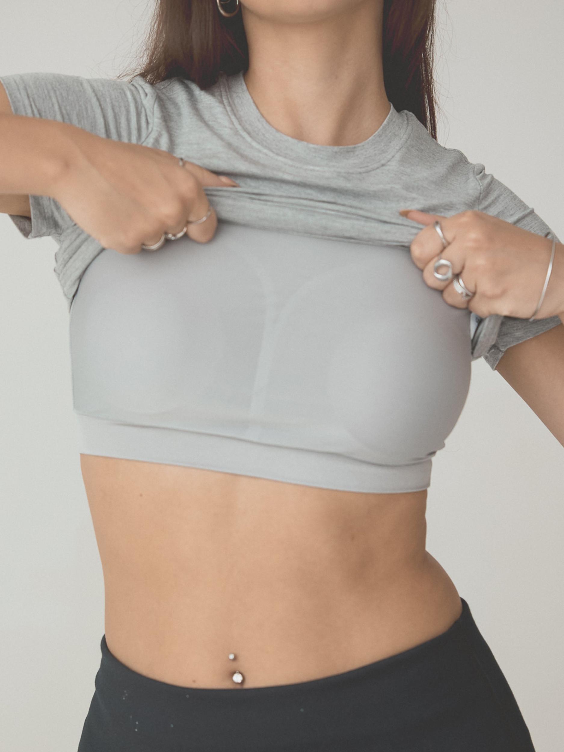 Solid Crew Neck Braless T-Shirt Product Image