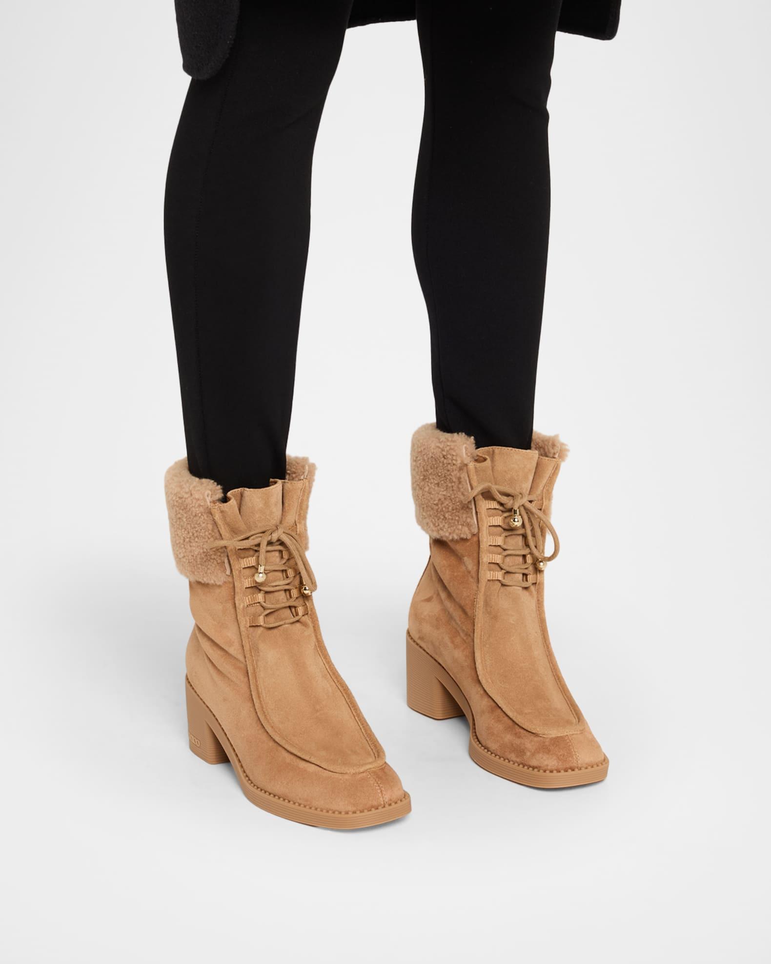 Hali 60 Suede Shearling-Collar Ankle Boots Product Image