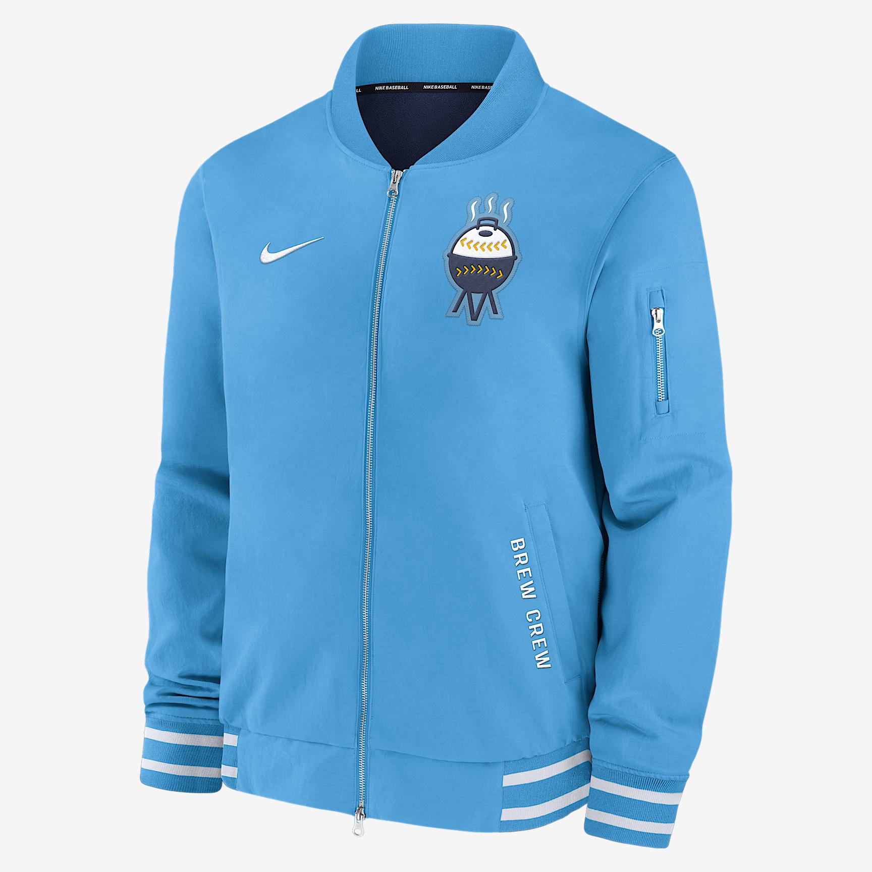 Milwaukee Brewers Authentic Collection City Connect Nike Men's MLB Full-Zip Bomber Jacket Product Image