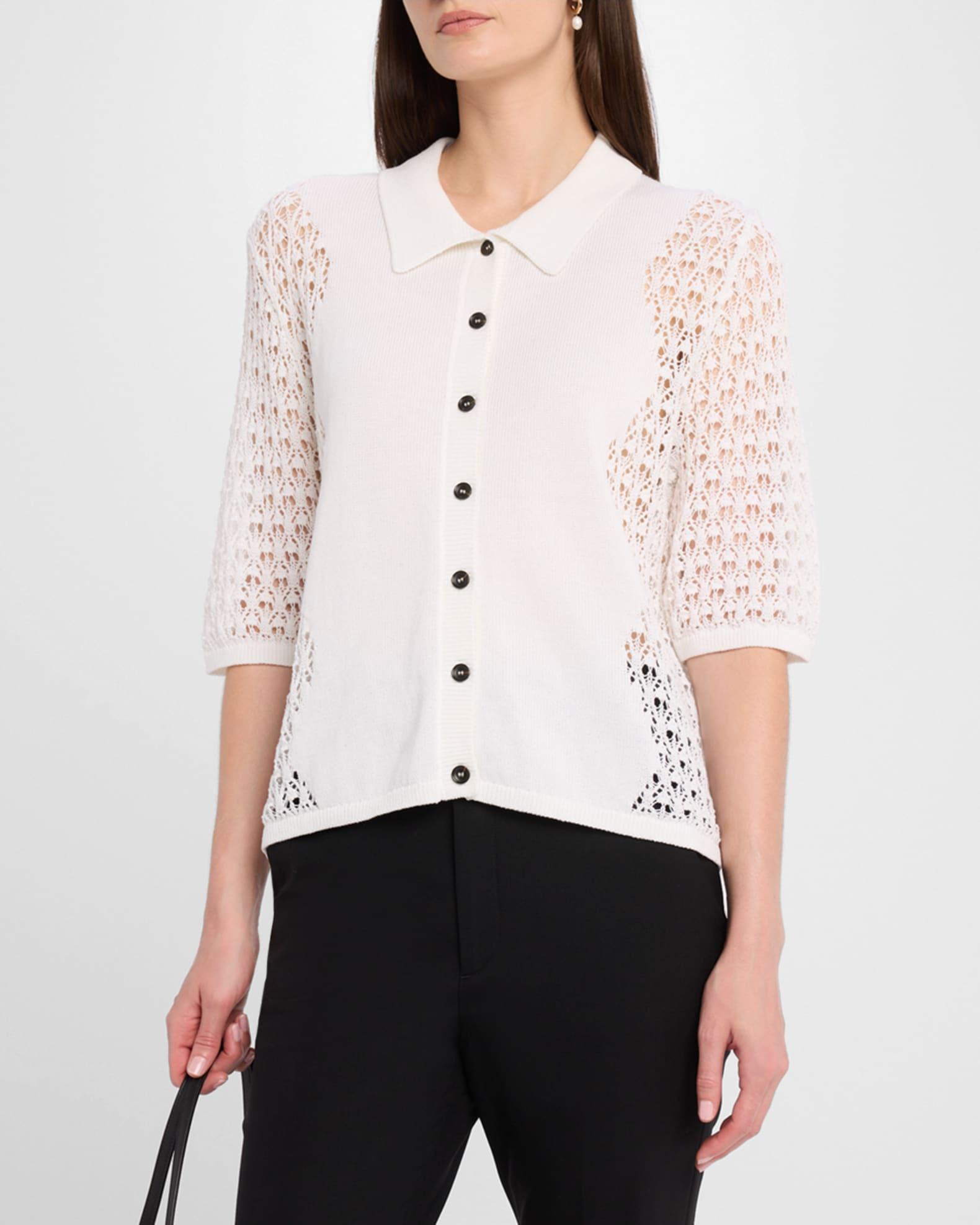Lace Knit Polo Cardigan Product Image