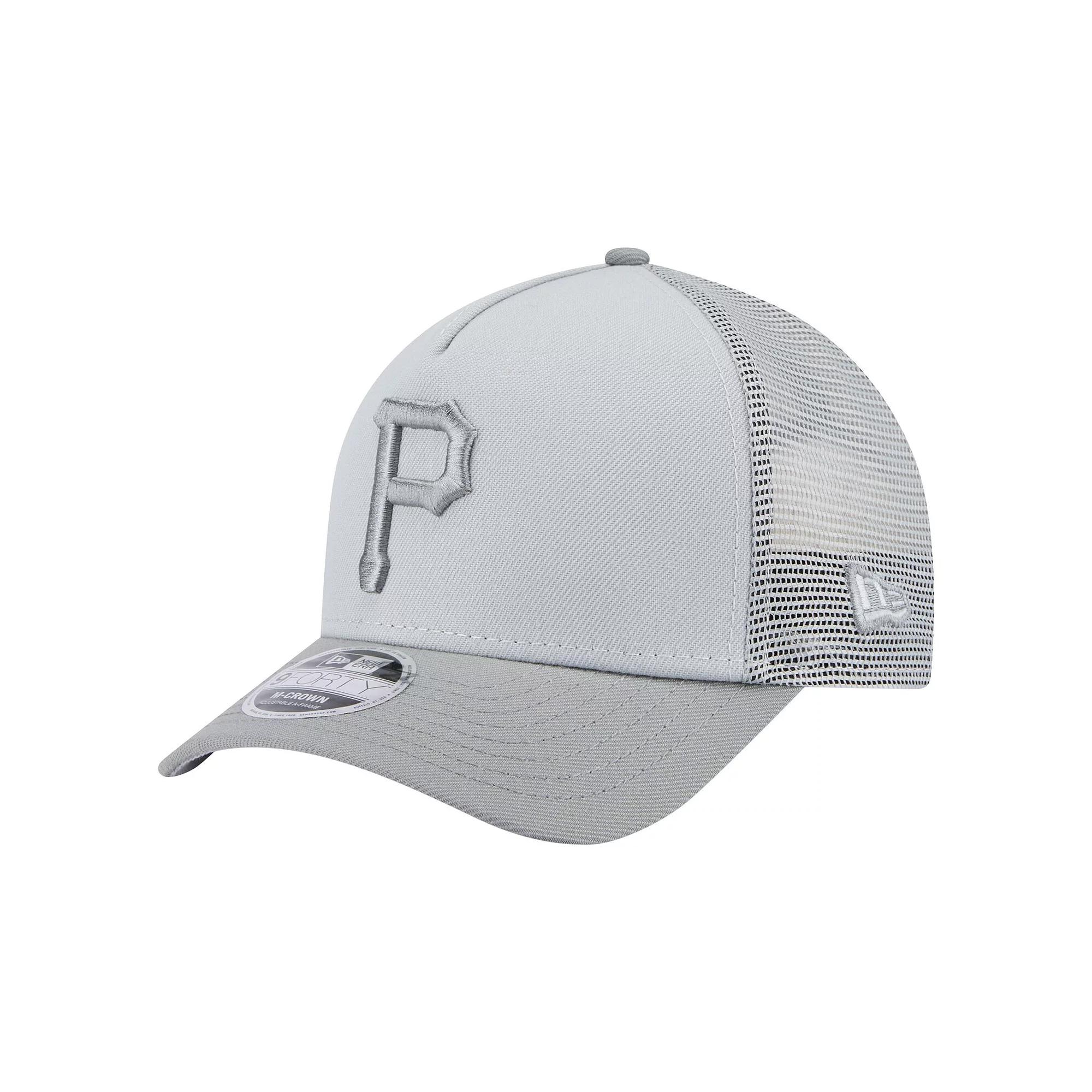 Men's New Era Gray Pittsburgh Pirates Color Pack A-Frame 9FORTY Trucker Adjustable Hat, Grey Product Image