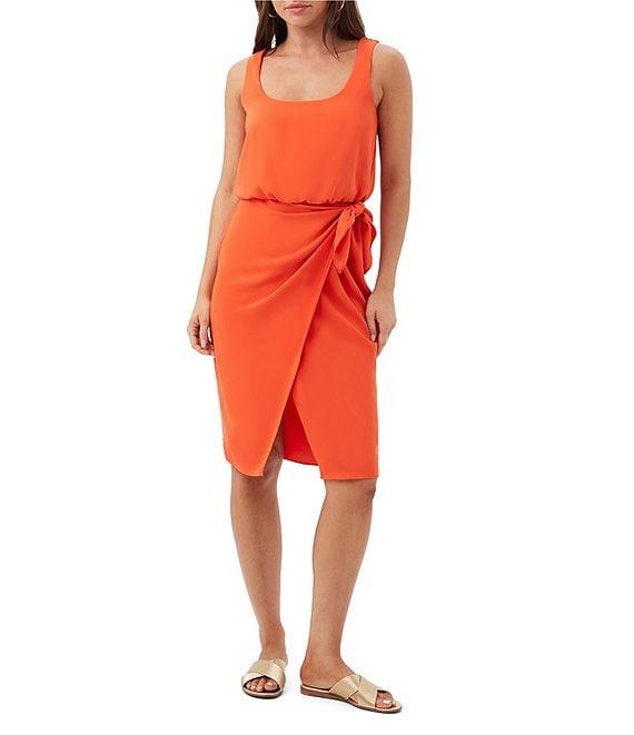 Trina Turk O'Rita Georgette Scoop Neck Sleeveless Tie Waist Wrap Dress Product Image